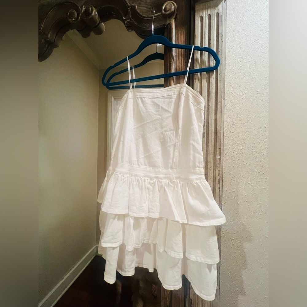 Strapless White Layered Dress